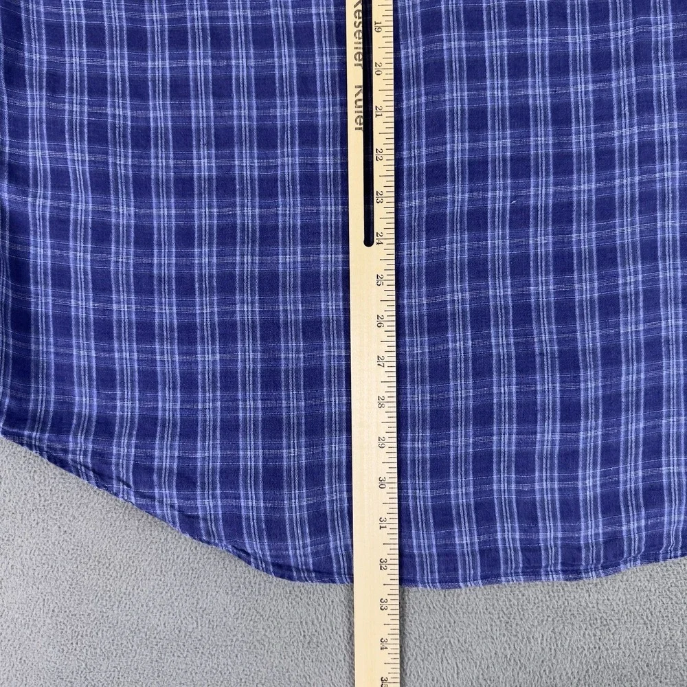 Polo Ralph Lauren Shirt Mens XL Blue Plaid Ocean Wash Linen Prep‎ Beach
